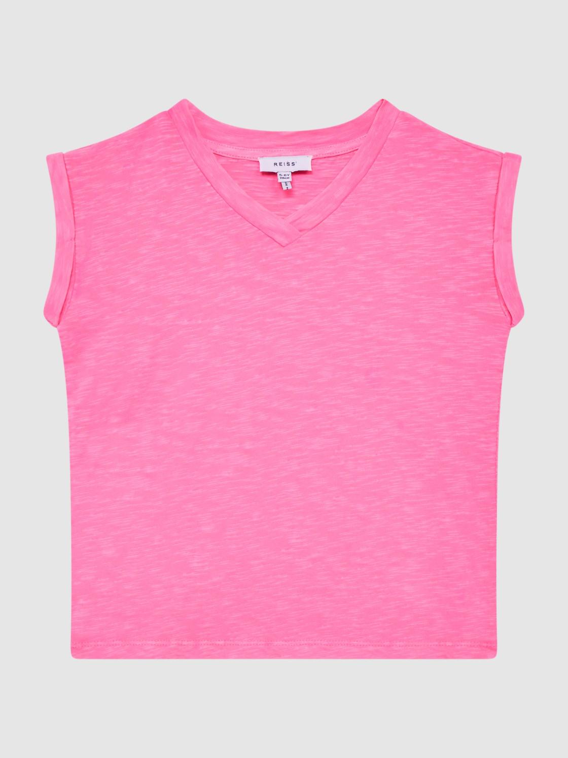 Reiss Tops &amp; Tshirts | Freddie Jersey V-Neck T-Shirt Pink - Children