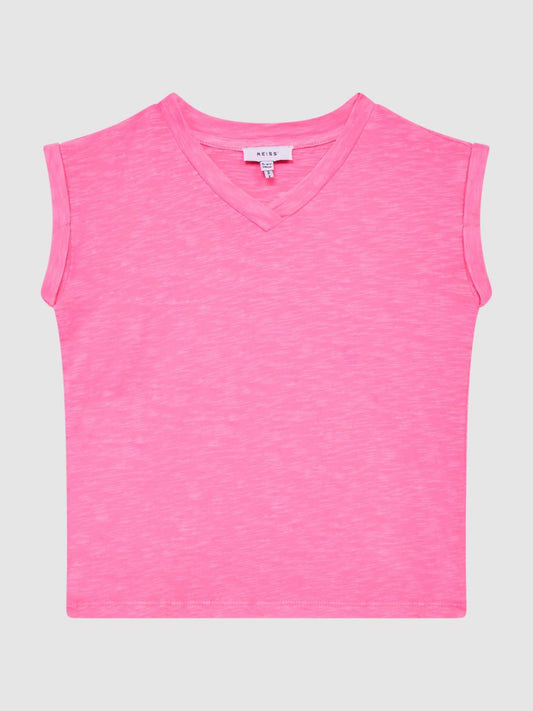 Reiss Tops &amp; Tshirts | Freddie Jersey V-Neck T-Shirt Pink - Children