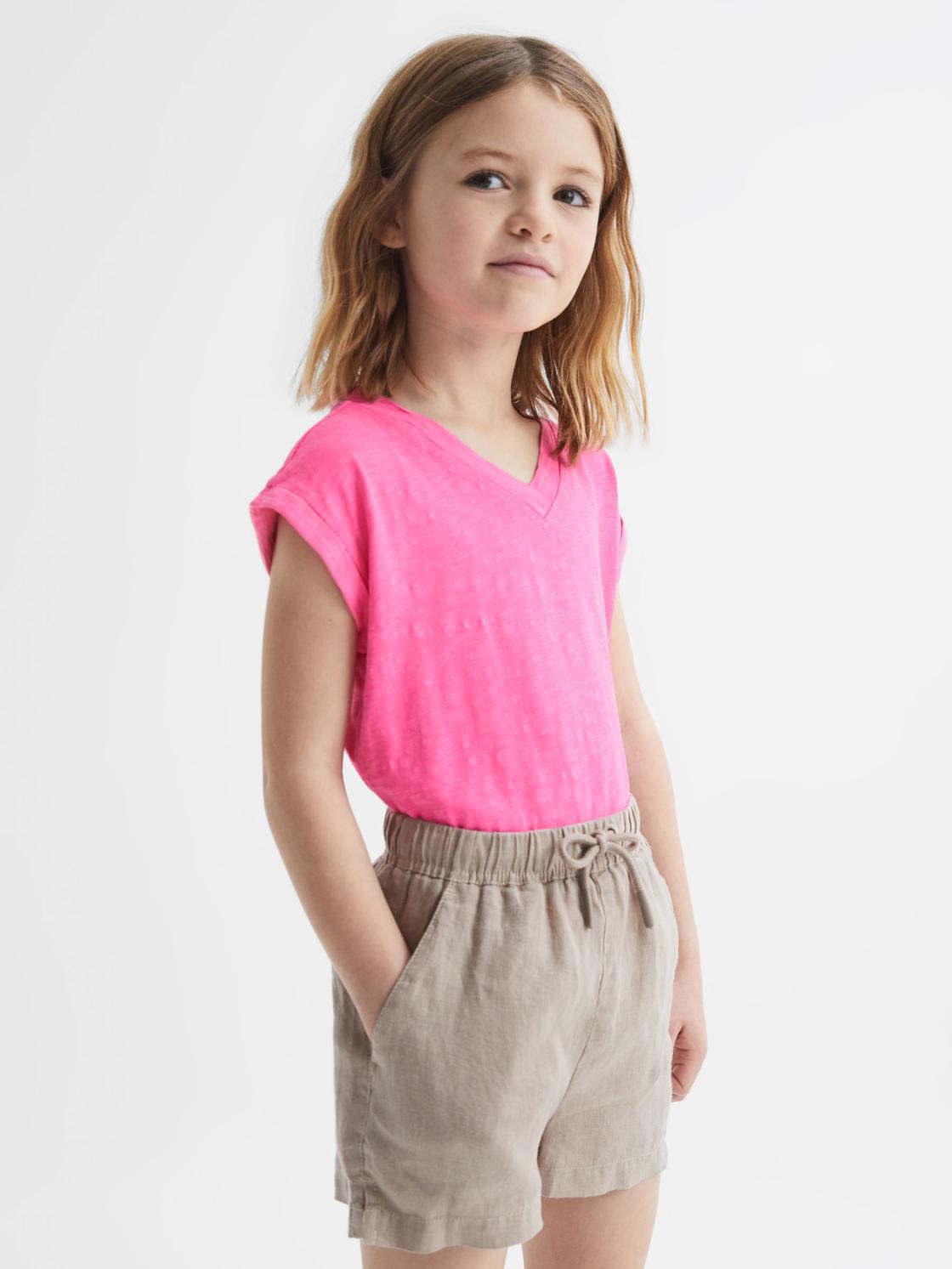 Reiss Tops &amp; Tshirts | Freddie Jersey V-Neck T-Shirt Pink - Children