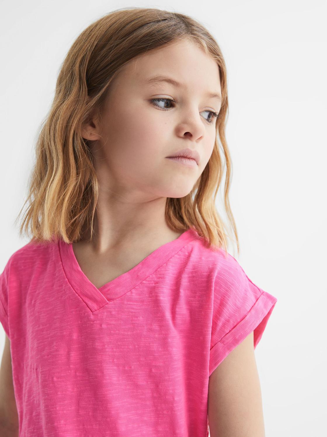 Reiss Tops &amp; Tshirts | Freddie Jersey V-Neck T-Shirt Pink - Children
