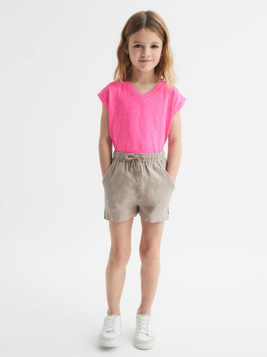 Reiss Tops &amp; Tshirts | Freddie Jersey V-Neck T-Shirt Pink - Children