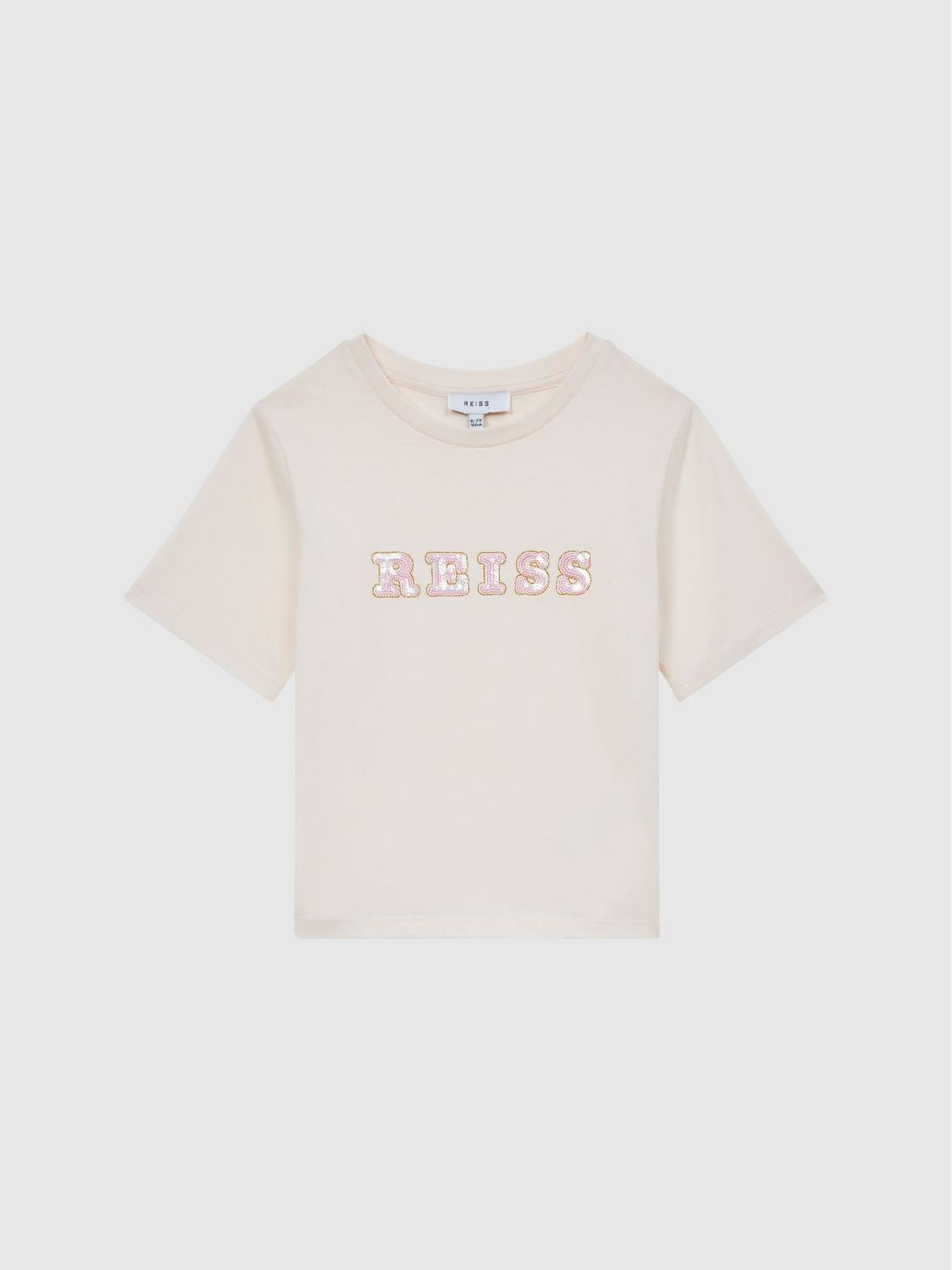 Reiss Tops &amp; Tshirts | Jasmine Sequin T-Shirt Pale Pink - Children
