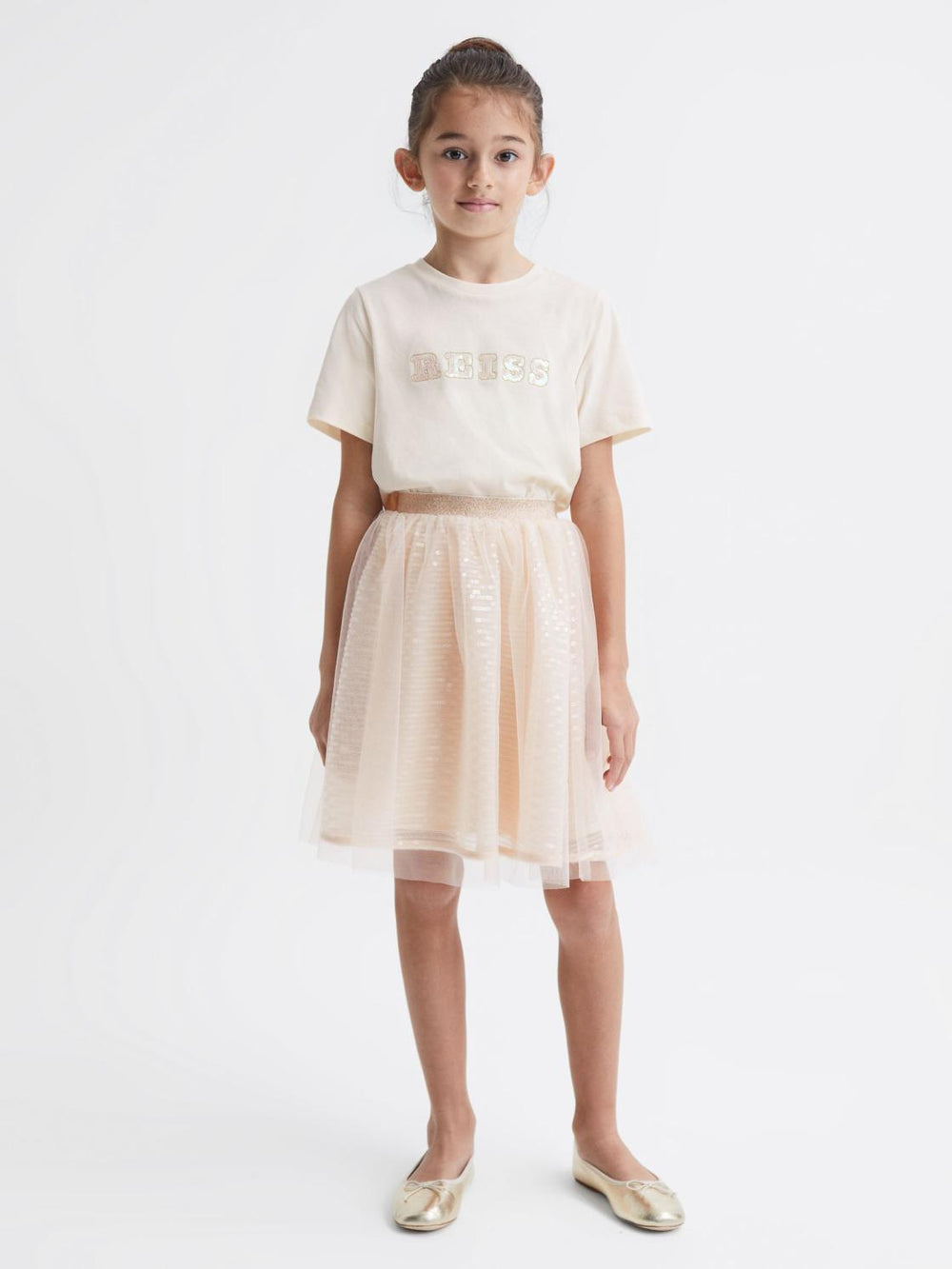 Reiss Tops &amp; Tshirts | Jasmine Sequin T-Shirt Pale Pink - Children