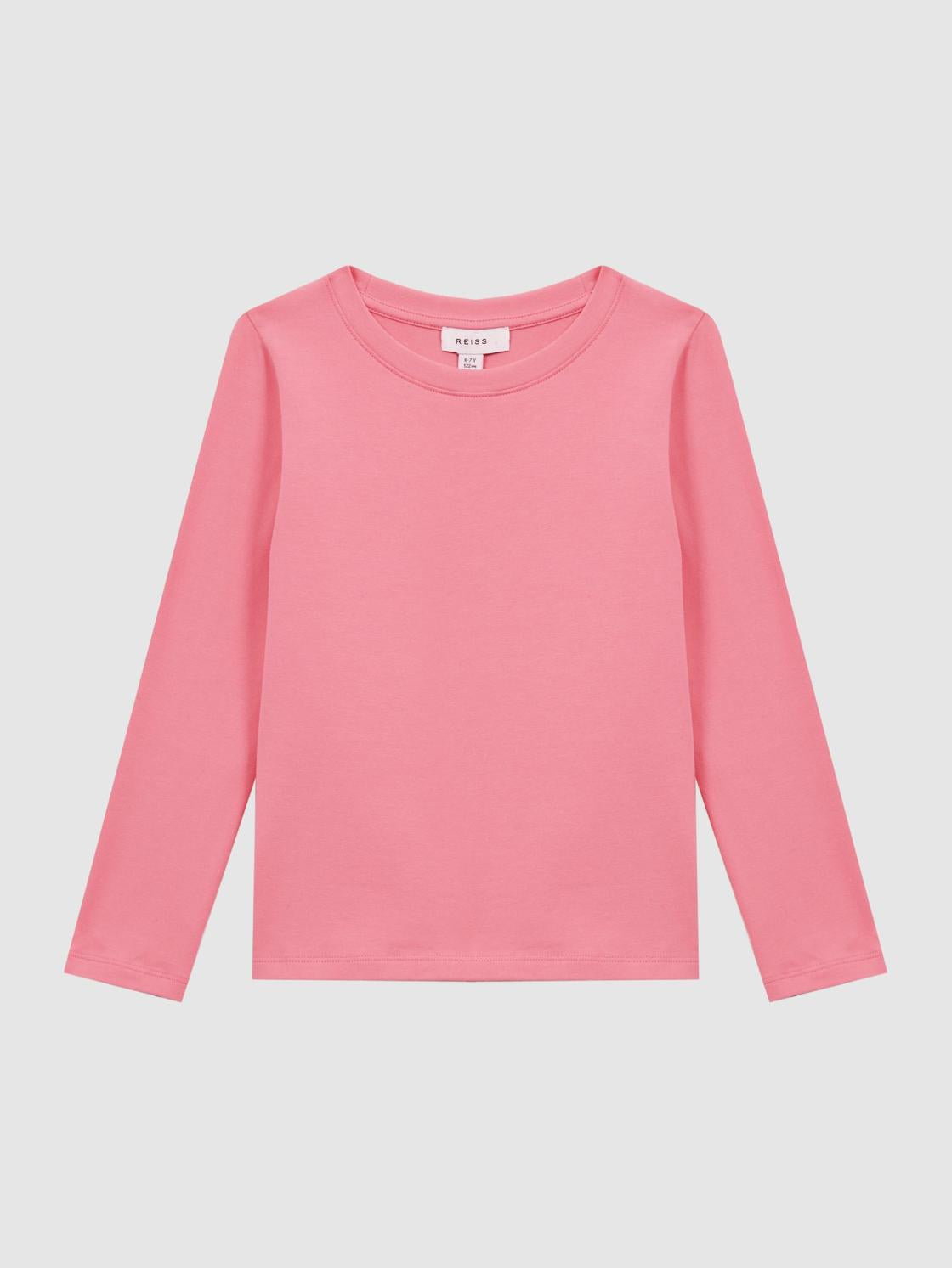 Reiss Tops &amp; Tshirts | Mai Long Sleeve Crew Neck T-Shirt Pink - Children