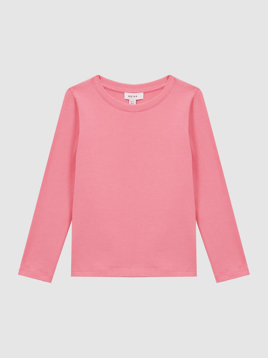 Reiss Tops &amp; Tshirts | Mai Long Sleeve Crew Neck T-Shirt Pink - Children