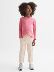 Reiss Tops &amp; Tshirts | Mai Long Sleeve Crew Neck T-Shirt Pink - Children