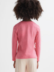 Reiss Tops &amp; Tshirts | Mai Long Sleeve Crew Neck T-Shirt Pink - Children