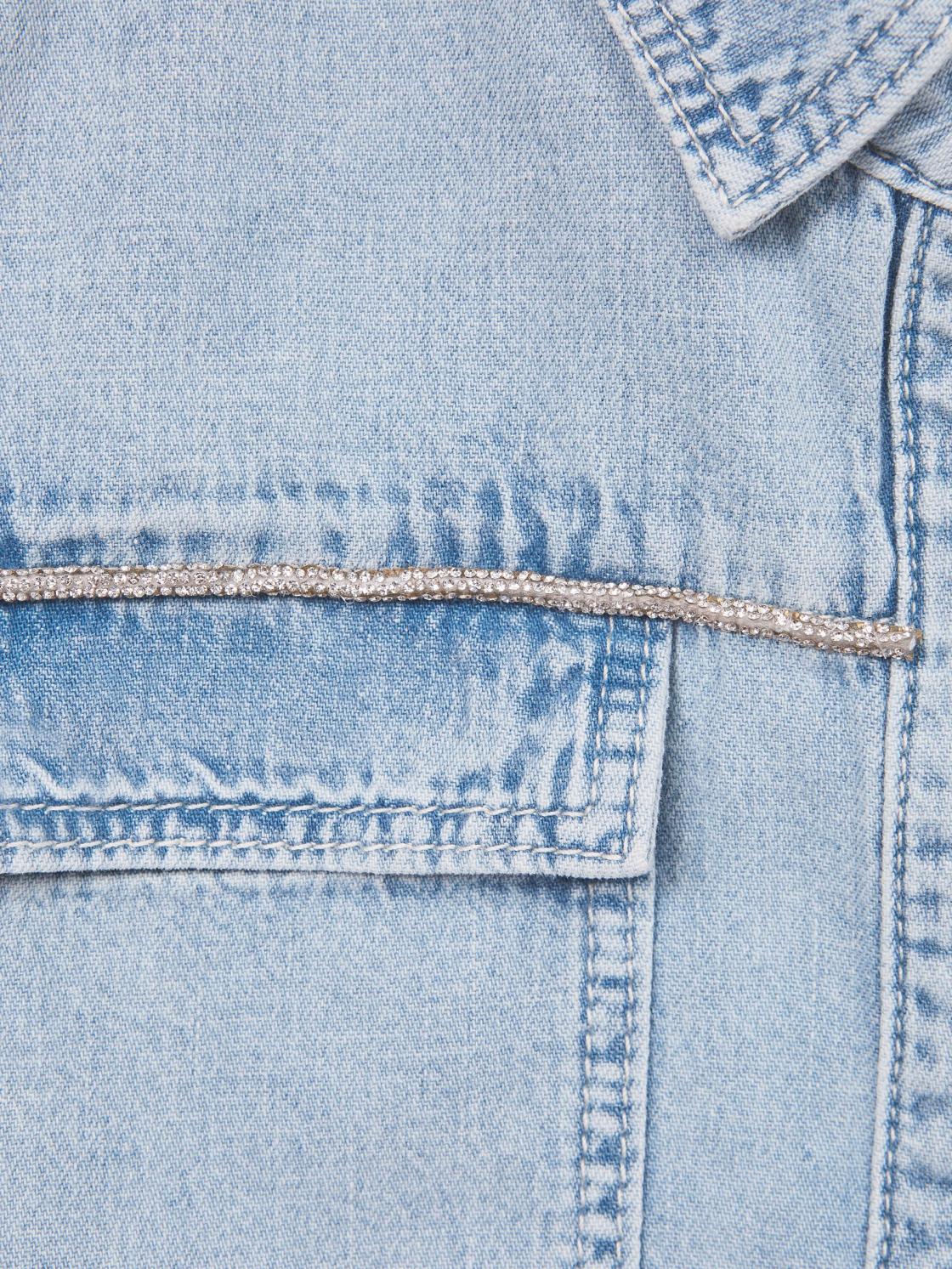 Reiss Tops &amp; Tshirts | Sandie Denim Crop Top Mid Blue - Children