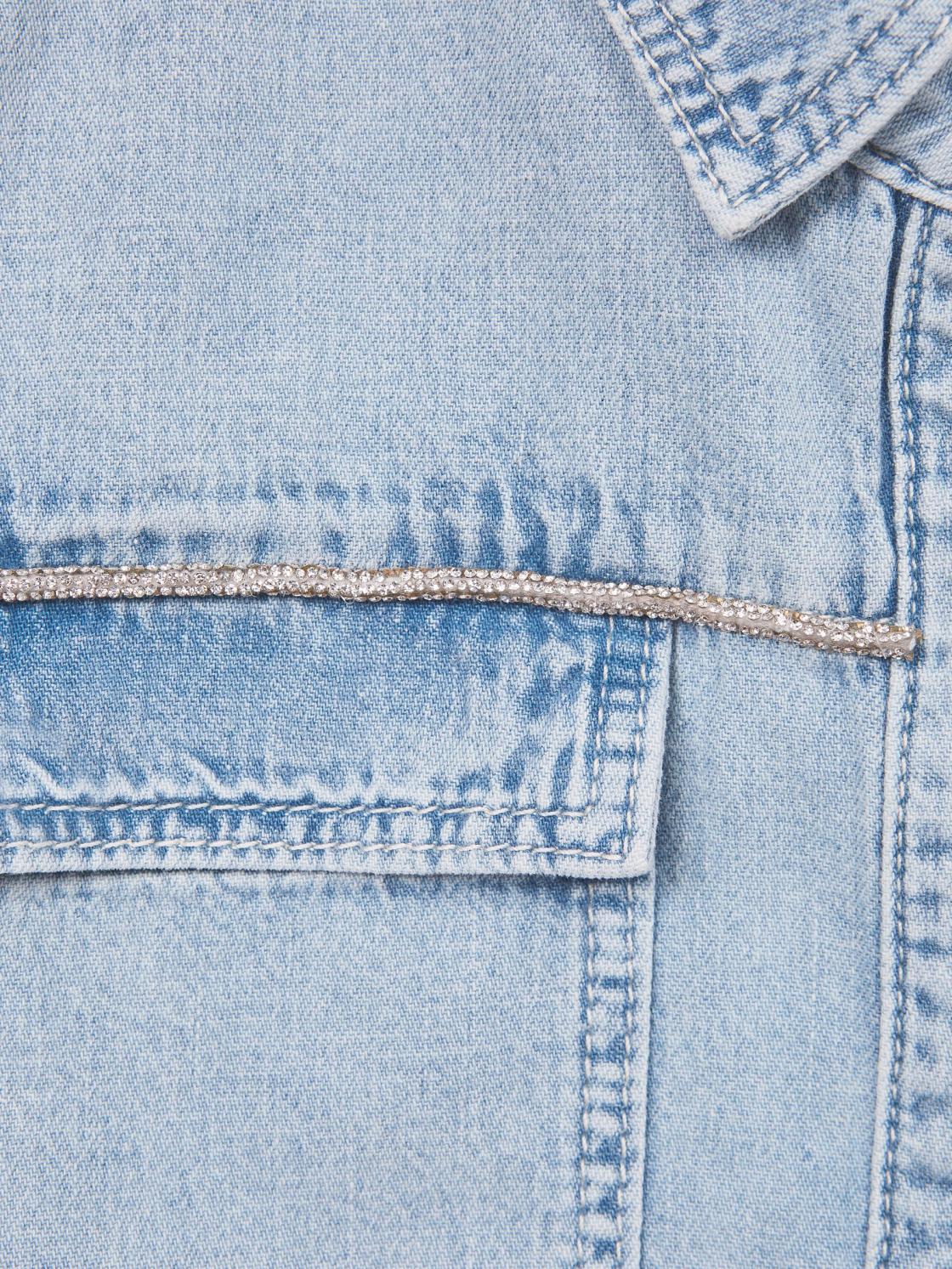 Reiss Tops &amp; Tshirts | Sandie Denim Crop Top Mid Blue - Children