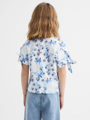 Reiss Tops &amp; Tshirts | Tally Printed Cotton T-Shirt Blue Print - Children