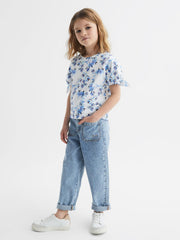 Reiss Tops &amp; Tshirts | Tally Printed Cotton T-Shirt Blue Print - Children