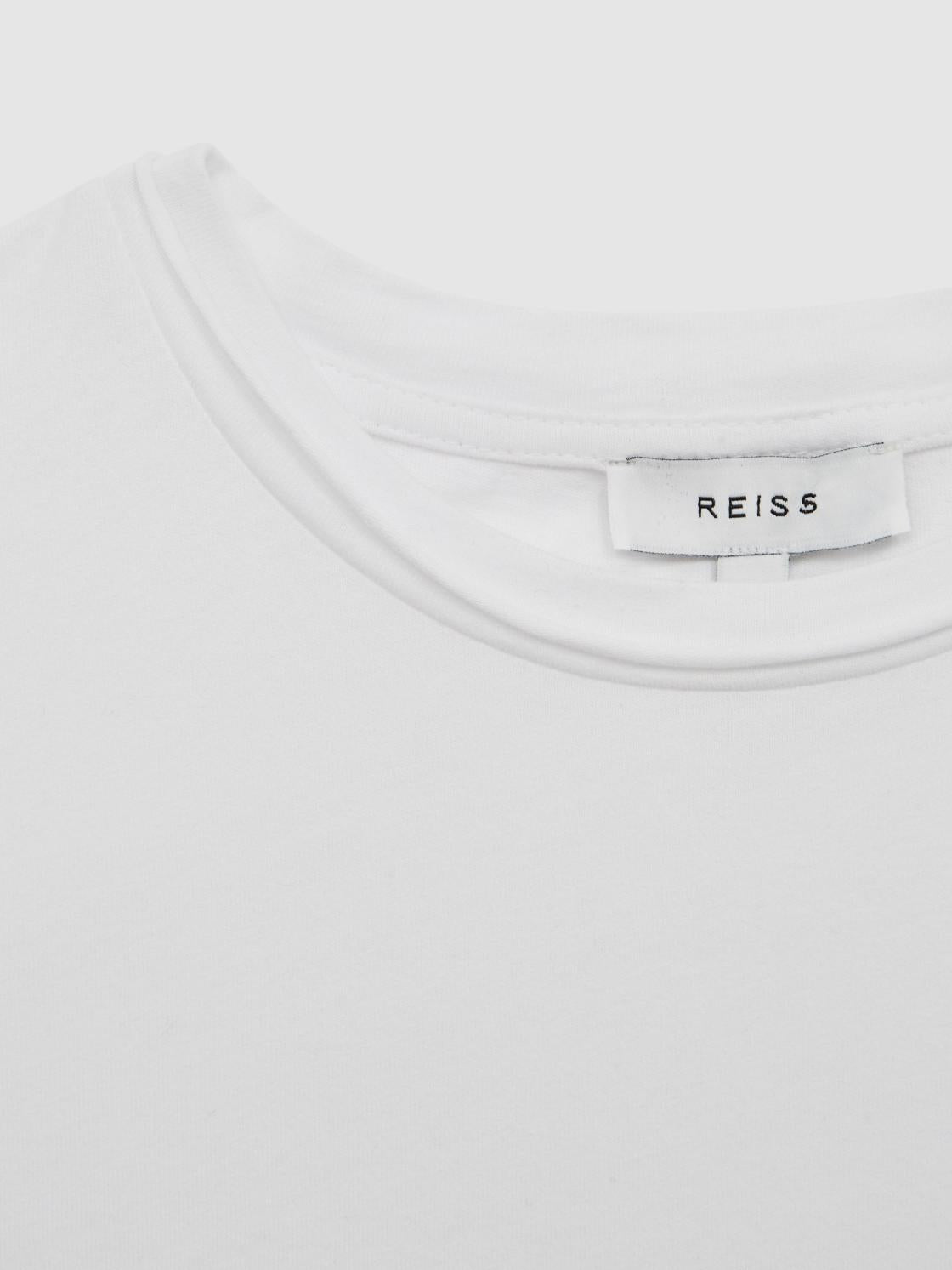 Reiss Tops &amp; Tshirts | Terry Cotton Crew Neck Cropped T-Shirt Pink - Children