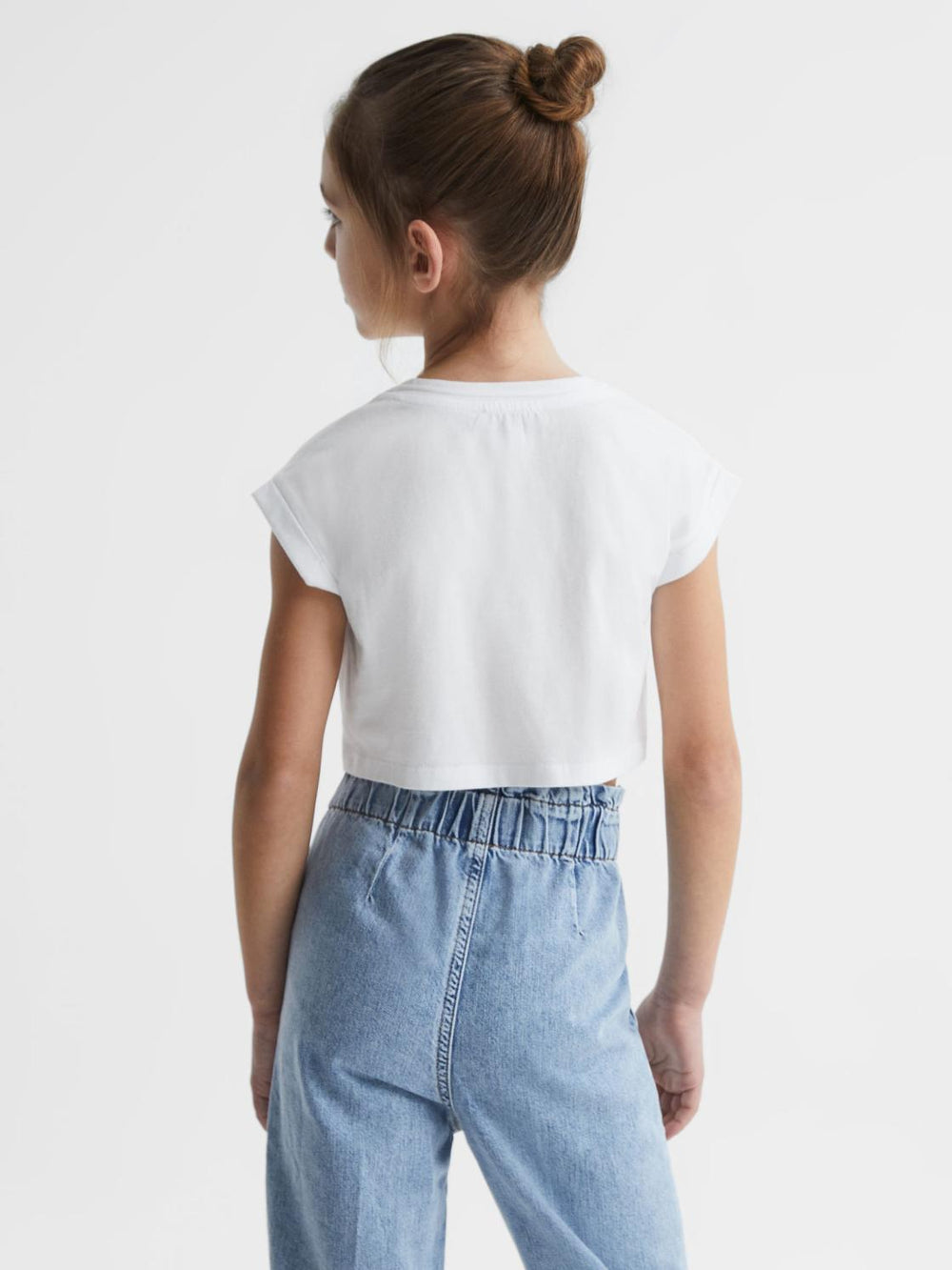 Reiss Tops &amp; Tshirts | Terry Cotton Crew Neck Cropped T-Shirt White - Children