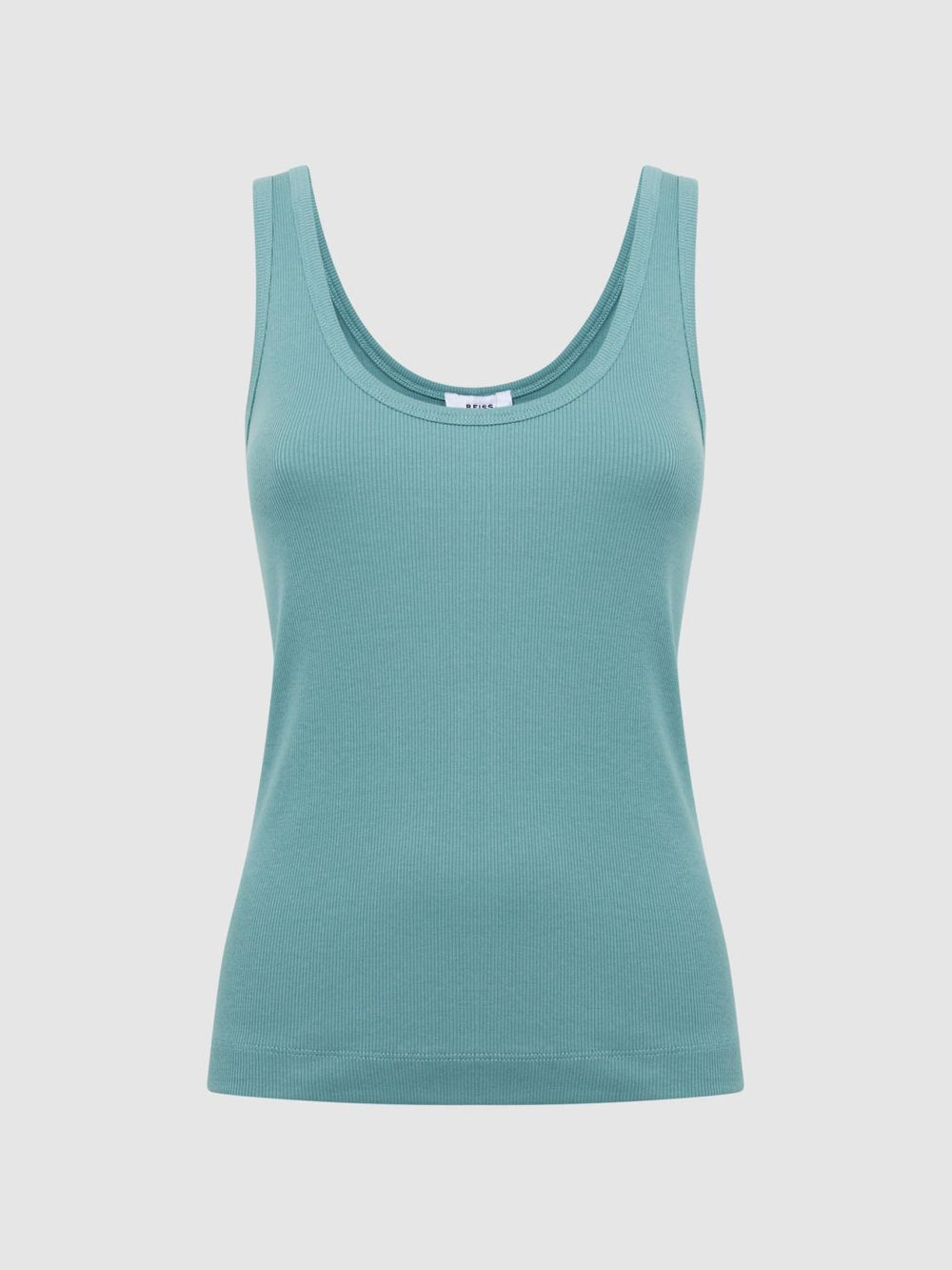 Reiss Tops | Violet Scoop Neck Ribbed Jersey Vest Top Aqua - Women
