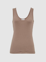 Reiss Tops | Violet Scoop Neck Ribbed Jersey Vest Top Aqua - Women