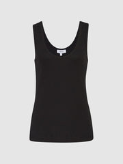 Reiss Tops | Violet Scoop Neck Ribbed Jersey Vest Top Aqua - Women