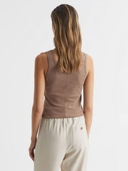 Reiss Tops | Violet Scoop Neck Ribbed Jersey Vest Top Aqua - Women