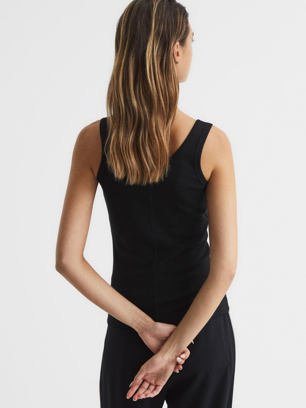 Reiss Tops | Violet Scoop Neck Ribbed Jersey Vest Top Aqua - Women