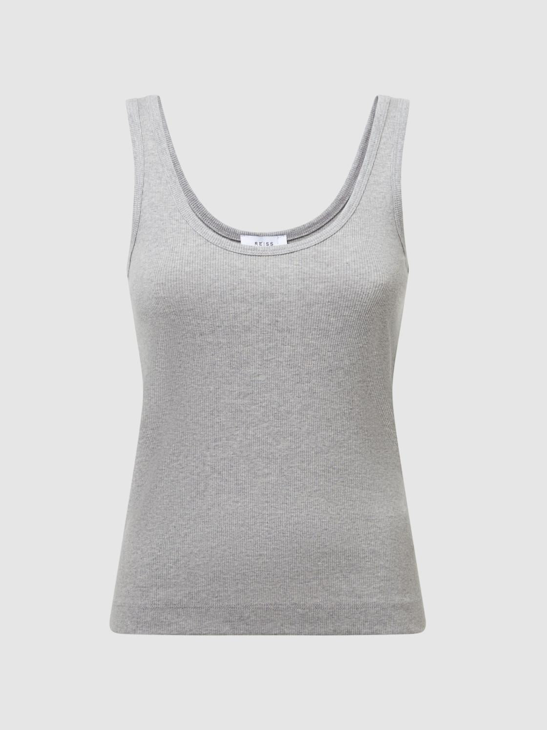 Reiss Tops | Violet Scoop Neck Ribbed Jersey Vest Top Grey Marl - Women