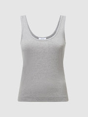 Reiss Tops | Violet Scoop Neck Ribbed Jersey Vest Top Grey Marl - Women