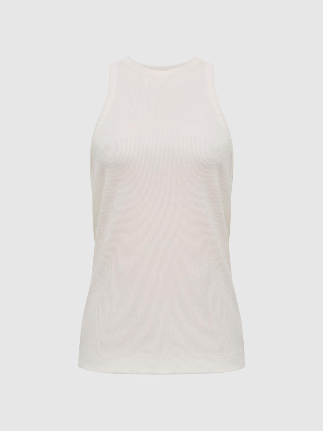 Reiss Tops | Zoe Crew Neck Ribbed Racer Vest Top Black - Women