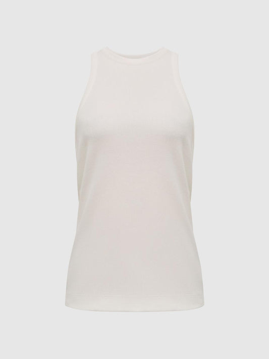 Reiss Tops | Zoe Crew Neck Ribbed Racer Vest Top Black - Women