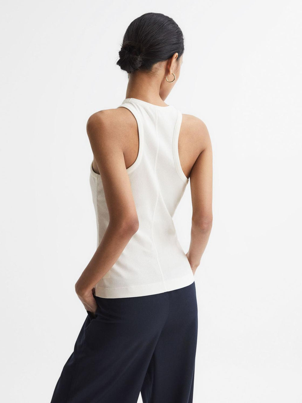 Reiss Tops | Zoe Crew Neck Ribbed Racer Vest Top Black - Women