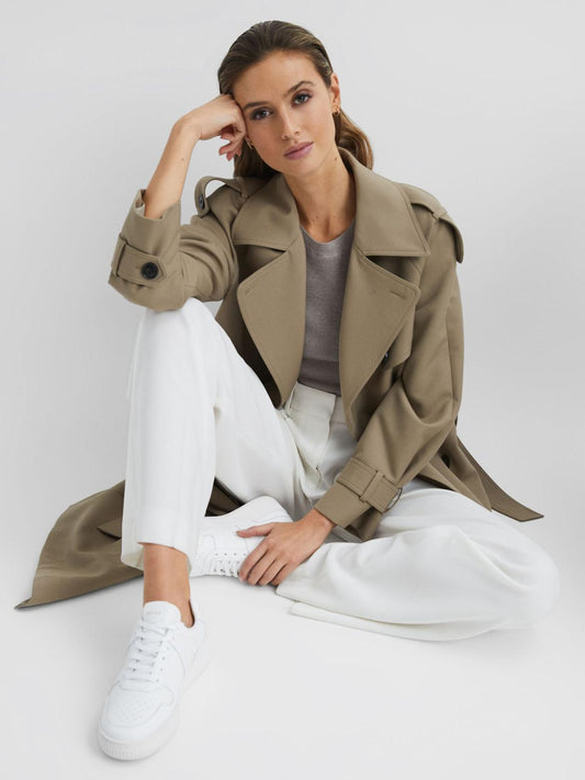 Reiss Trainers | Aira Mid Top Leather Trainers White - Women