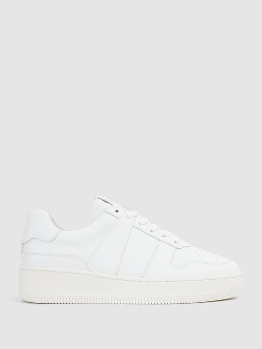 Reiss Trainers | Aira Mid Top Leather Trainers White - Women