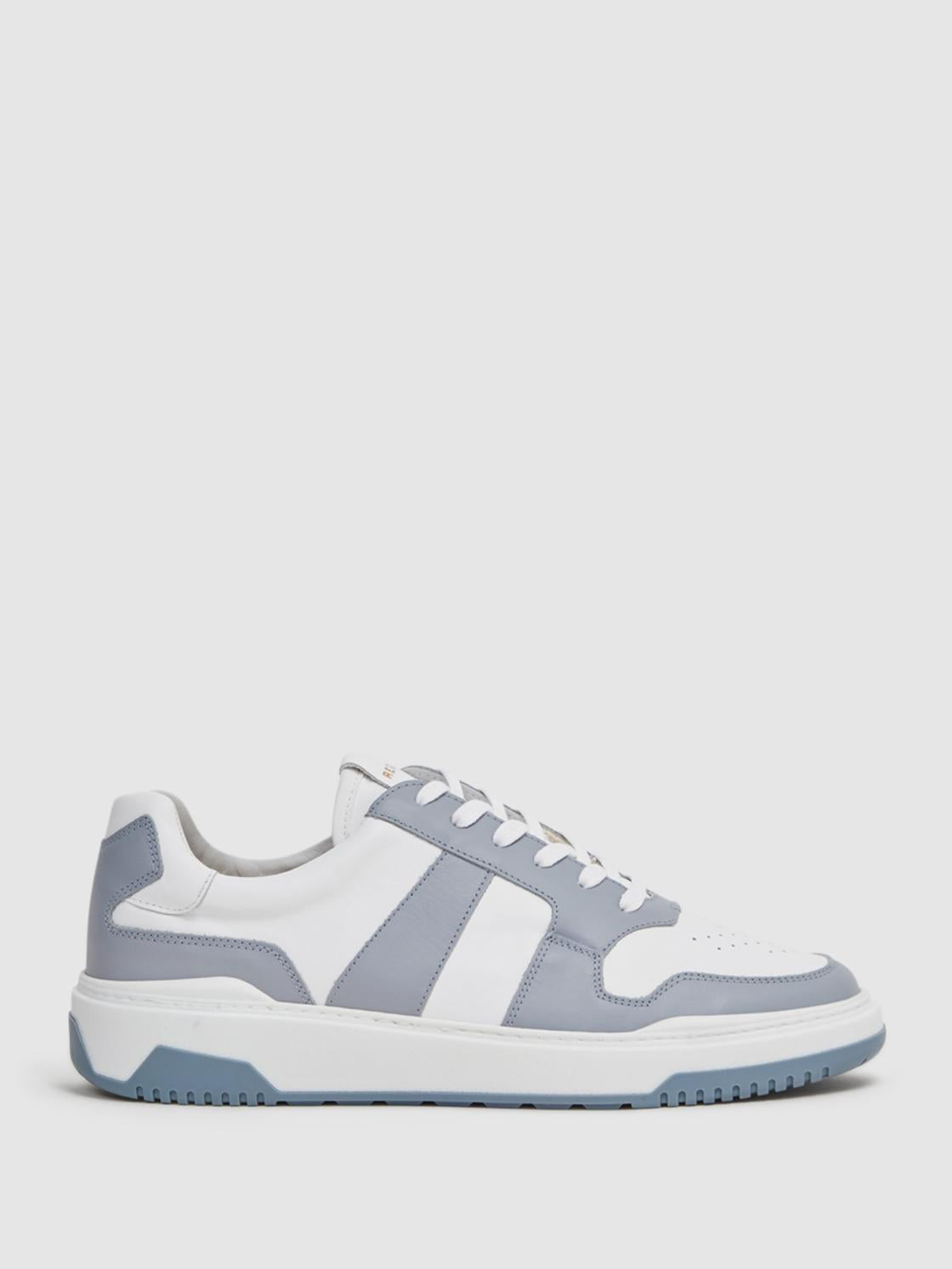Reiss Trainers | Arlo Low Top Leather Trainers Airforce Blue - Men