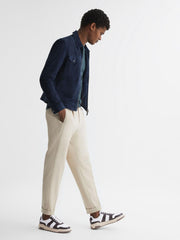 Reiss Trainers | Arlo Low Top Leather Trainers Airforce Blue - Men