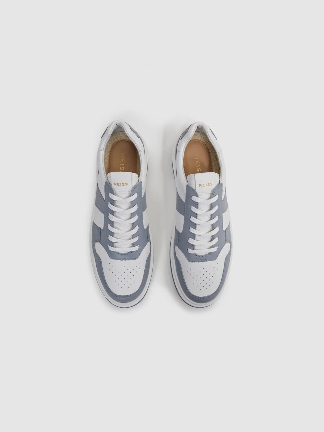 Reiss Trainers | Arlo Low Top Leather Trainers Airforce Blue - Men
