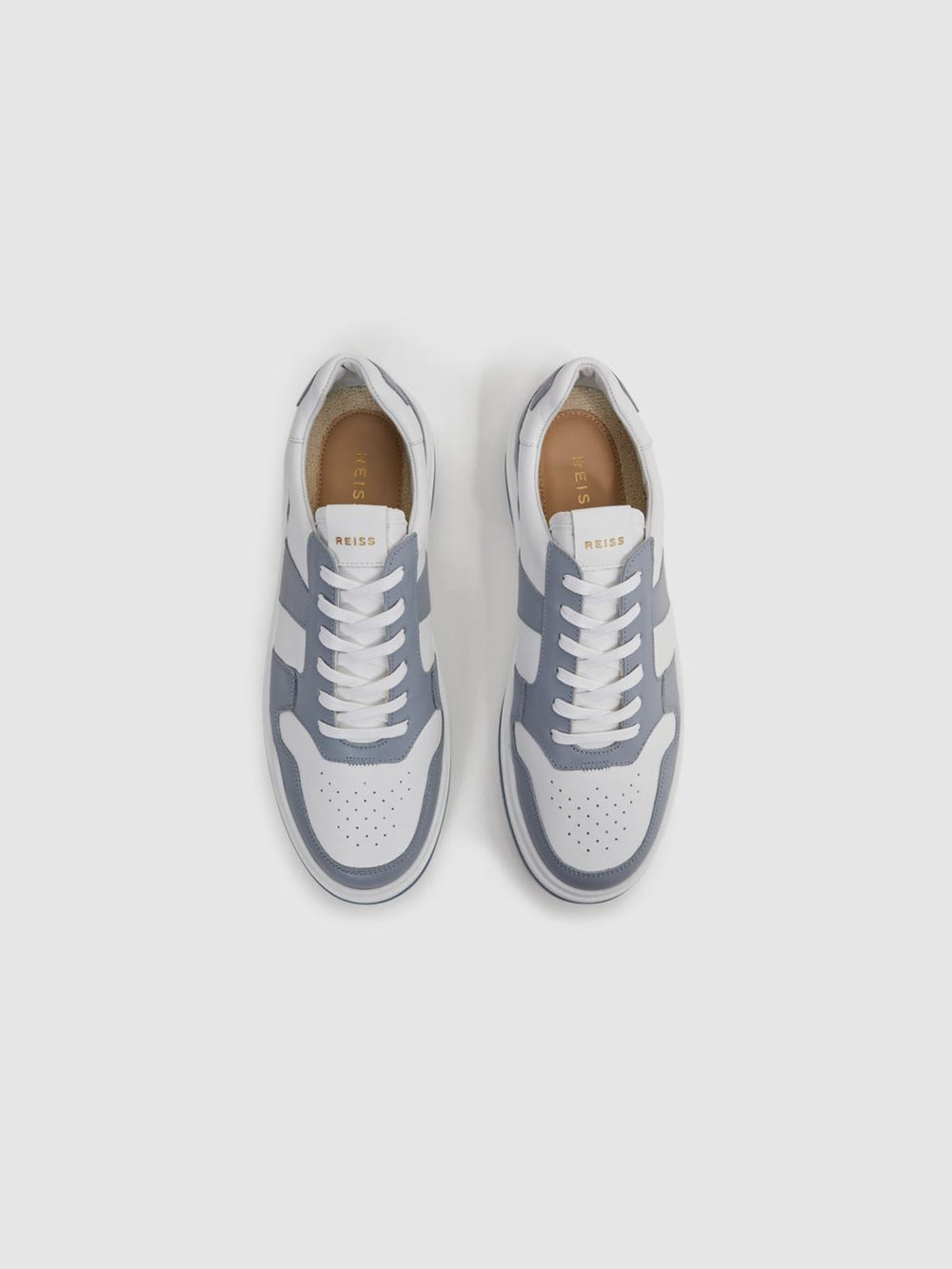 Reiss Trainers | Arlo Low Top Leather Trainers Airforce Blue - Men