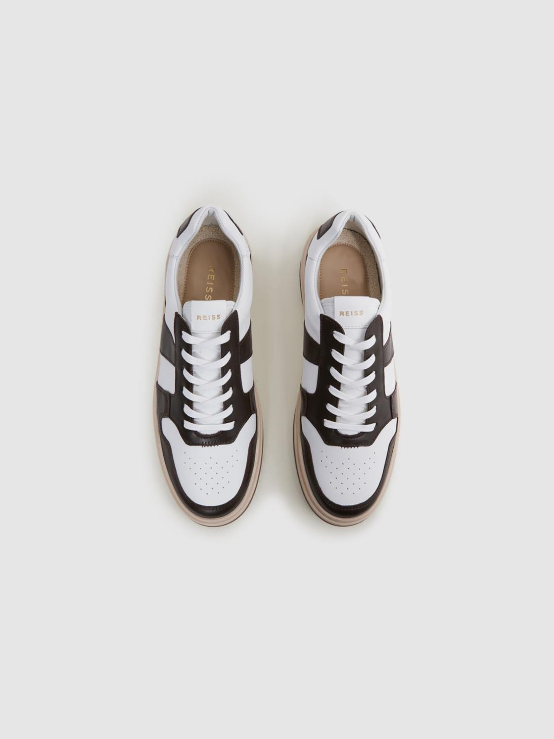 Reiss Trainers | Arlo Low Top Leather Trainers Airforce Blue - Men