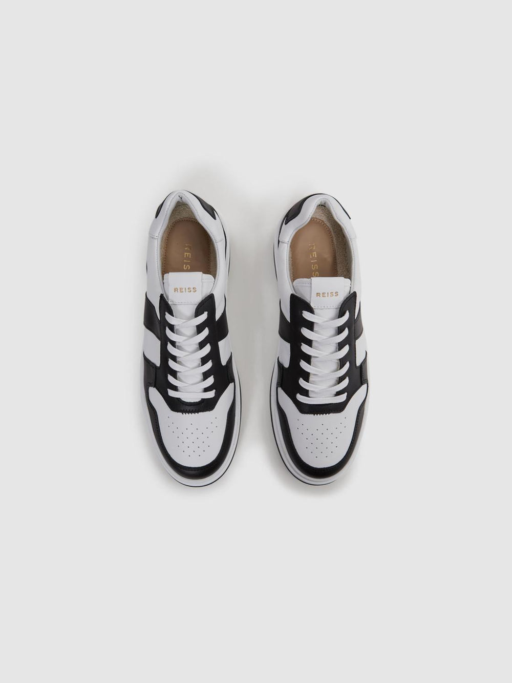 Reiss Trainers | Arlo Low Top Leather Trainers Airforce Blue - Men