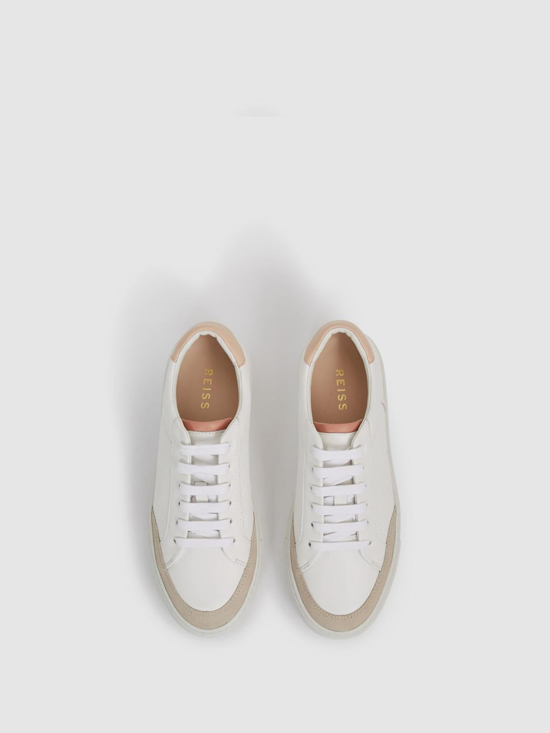 Reiss Trainers | Ashley Low Top Leather Trainers Gold - Women