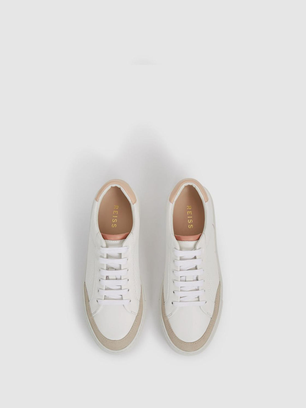 Reiss Trainers | Ashley Low Top Leather Trainers Gold - Women