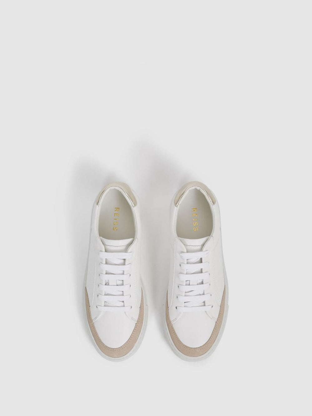Reiss Trainers | Ashley Low Top Leather Trainers Gold - Women