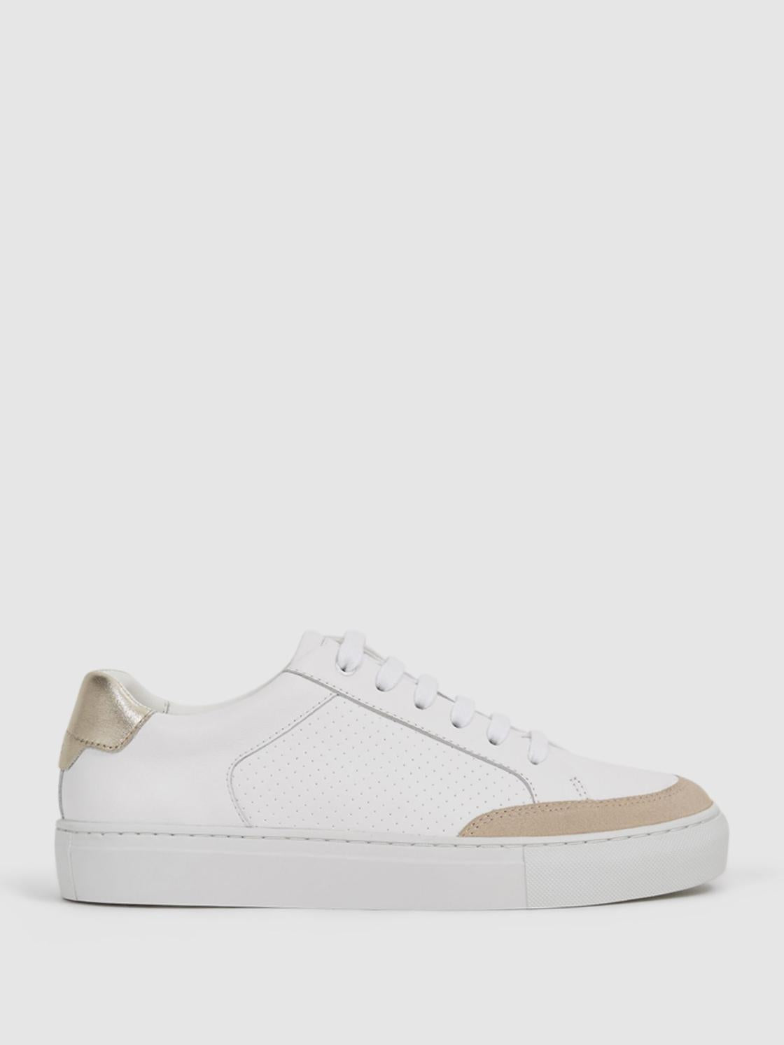 Reiss Trainers | Ashley Low Top Leather Trainers Gold - Women