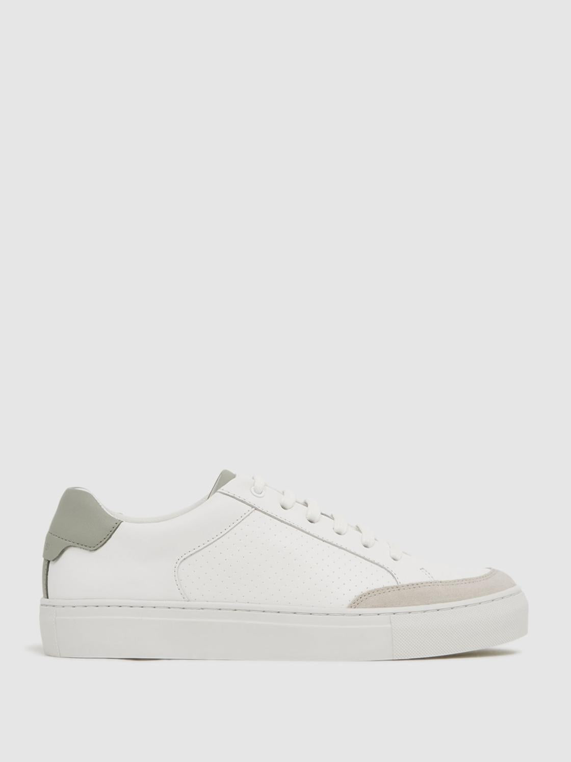 Reiss Trainers | Ashley Low Top Leather Trainers Sage/white - Women