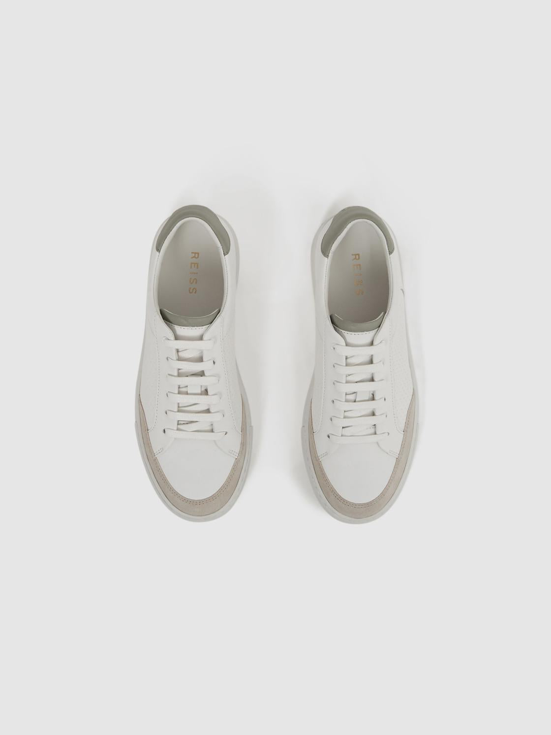 Reiss Trainers | Ashley Low Top Leather Trainers Sage/white - Women