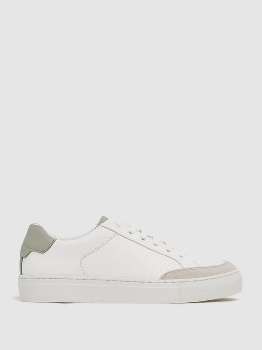 Reiss Trainers | Ashley Low Top Leather Trainers Sage/white - Women
