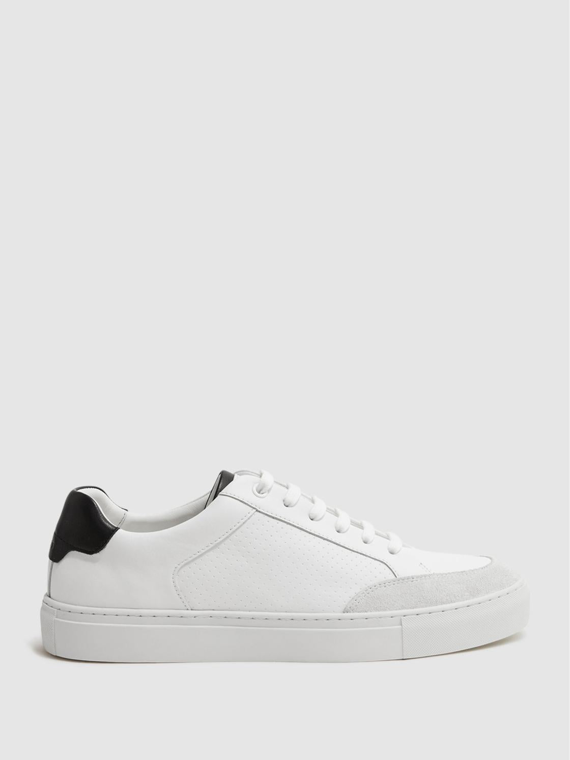 Reiss Trainers | Ashley Perf Leather Contrast Sole Trainers White/black - Men