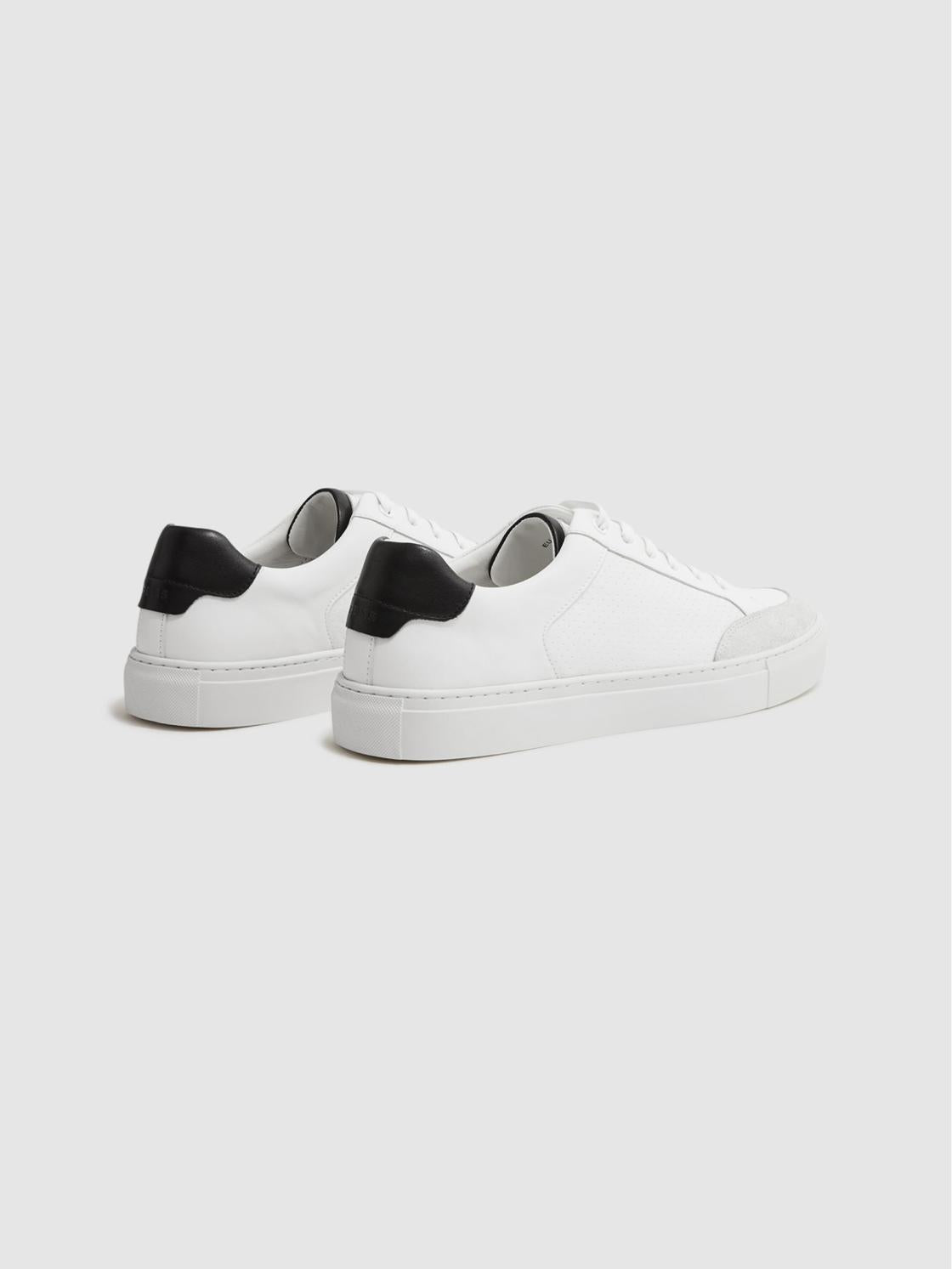 Reiss Trainers | Ashley Perf Leather Contrast Sole Trainers White/black - Men