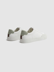 Reiss Trainers | Ashley Perf Leather Contrast Sole Trainers White/sage - Men