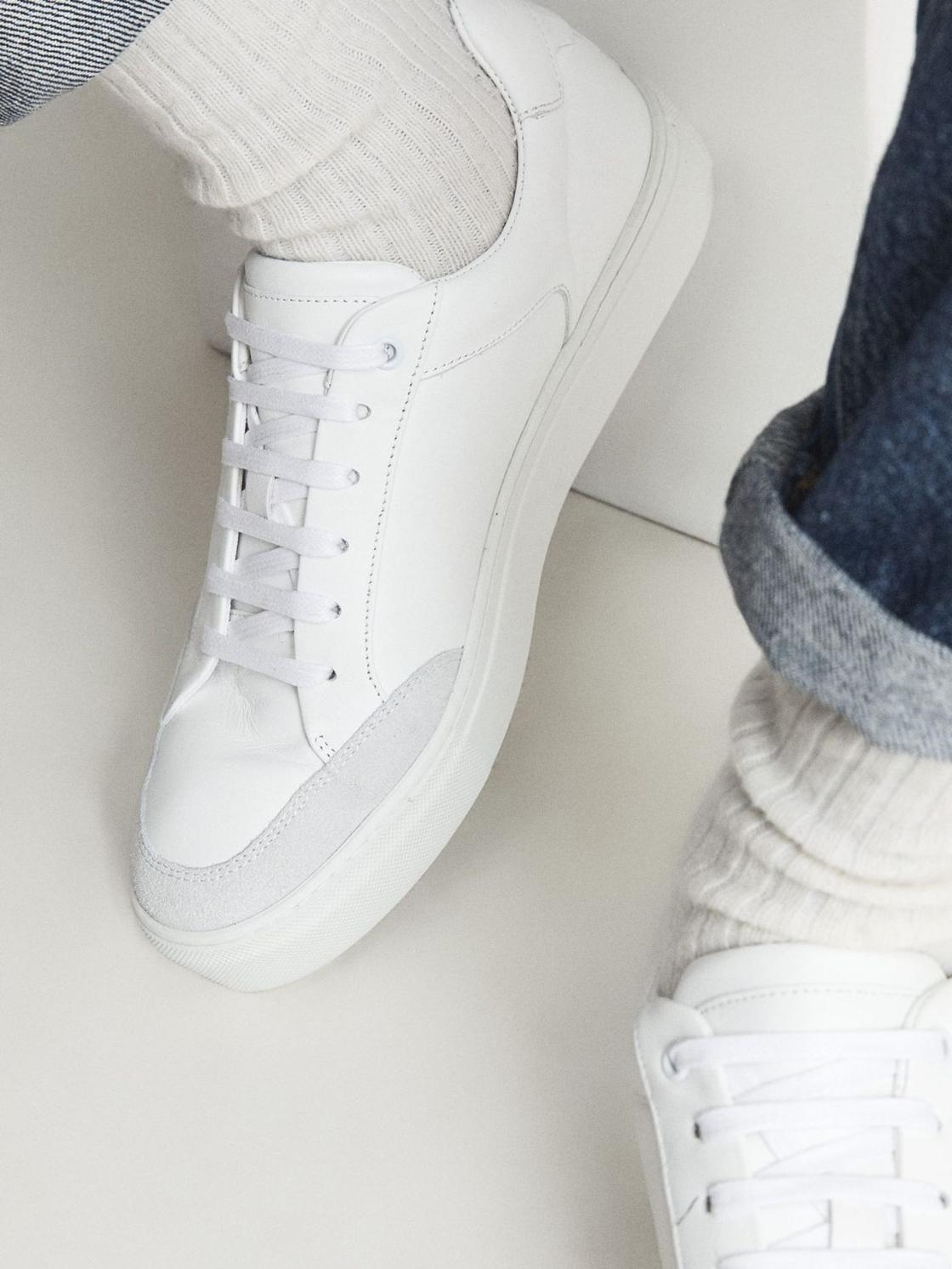 Reiss Trainers | Ashley Perf Leather Low Top Trainers White - Men