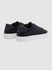 Reiss Trainers | Finley Knit Knit Leather Low Top Trainers Navy - Men