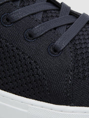 Reiss Trainers | Finley Knit Knit Leather Low Top Trainers Navy - Men