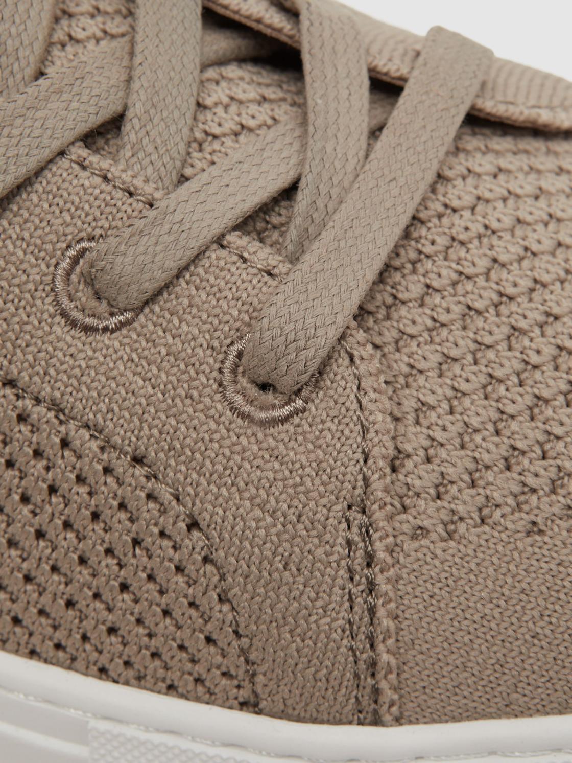 Reiss Trainers | Finley Knit Knit Leather Low Top Trainers Navy - Men