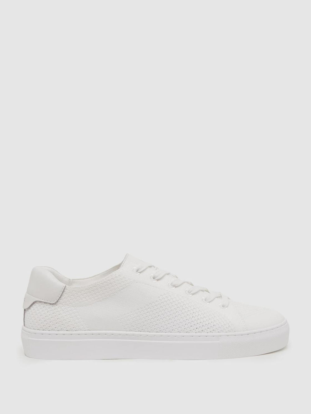 Reiss Trainers | Finley Knit Knit Leather Low Top Trainers White - Men
